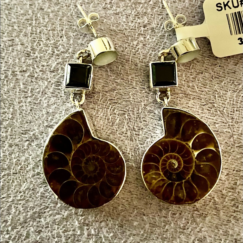 NWT Ammonite, Spinel & Rainbow Moonstone Earrings - Picture 7 of 7